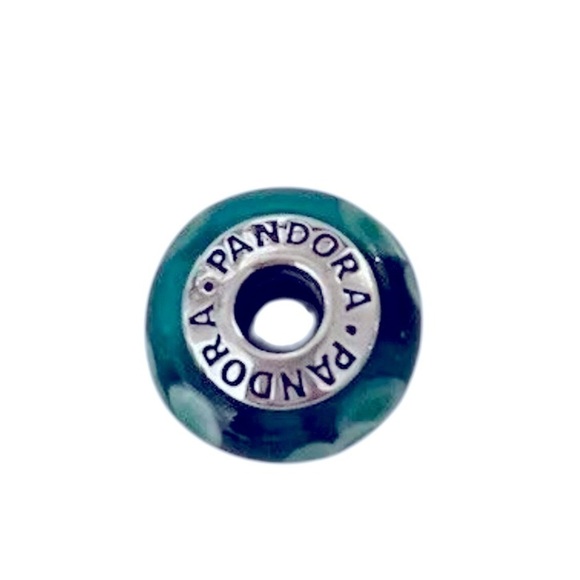Pandora handcrafted murano glass turquoise flower bead Charm 925 silver core - Picture 5 of 6